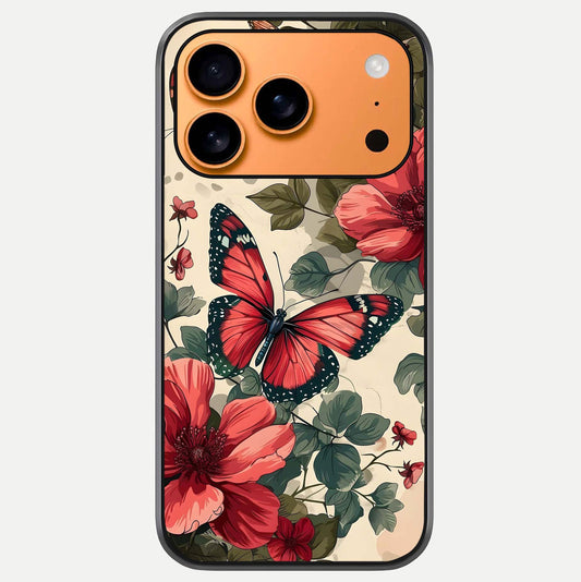 Crimson Butterfly Garden Glass Case For iPhone 17 Pro Max by Custom World