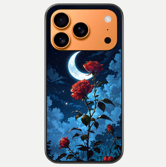 Crimson Rose Moon Glass Case For iPhone 17 Pro Max by Custom World