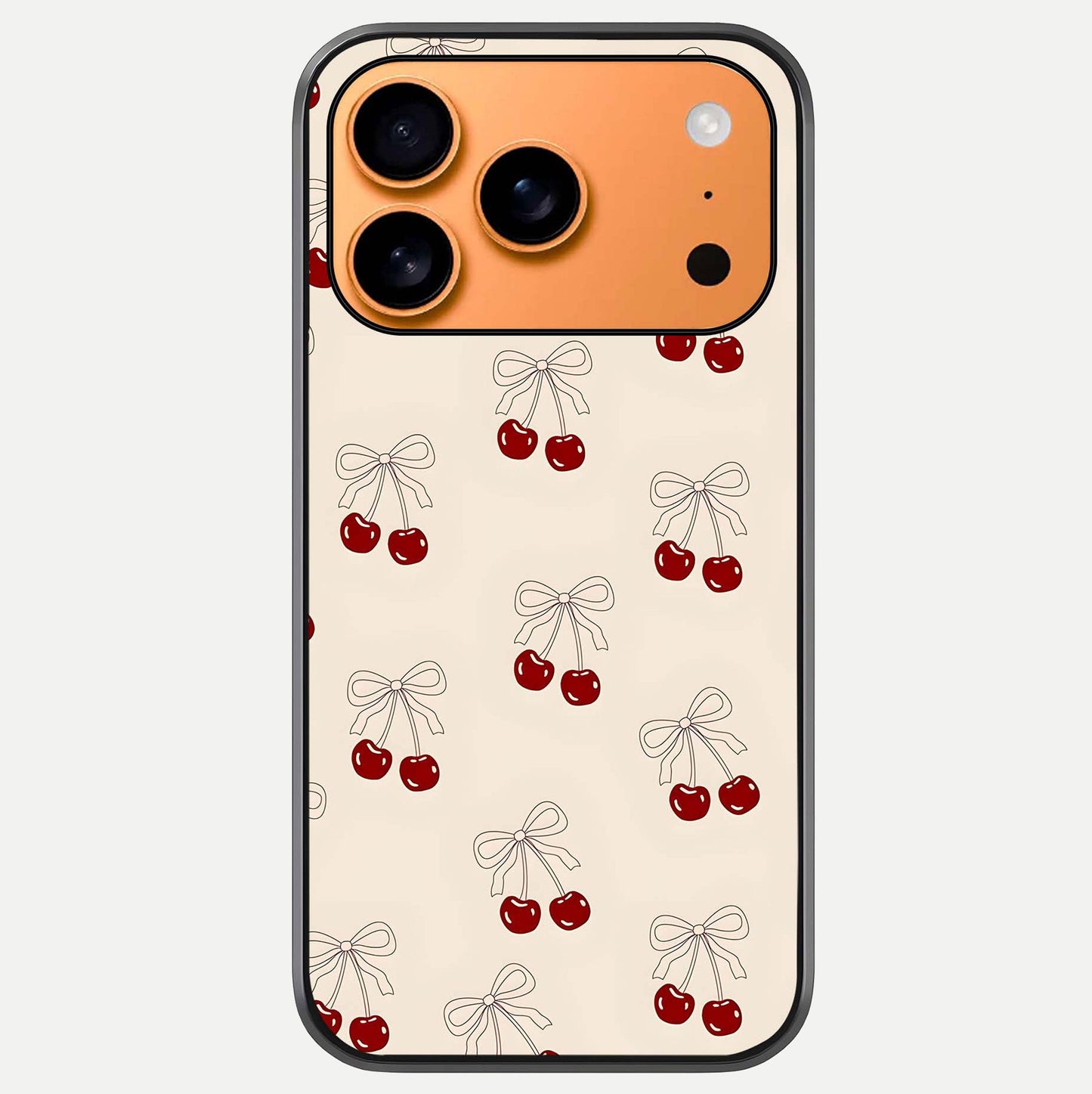 Cute Cherry Pattern Glass Case For iPhone 17 Pro Max by Custom World