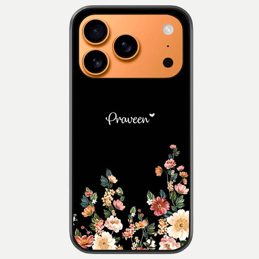 Floral Design Personalized Custom Name Glass Case For iPhone 17 Pro Max by Custom World