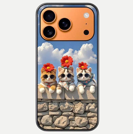 Floral Kitty Squad Glass Case For iPhone 17 Pro Max by Custom World