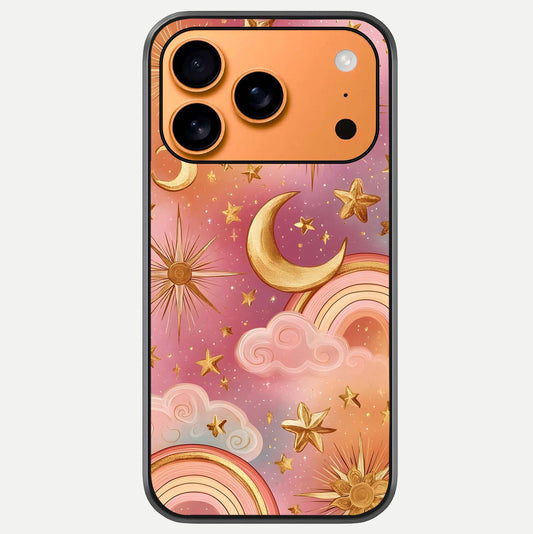 Golden Celestial Dreams Glass Case For iPhone 17 Pro Max by Custom World