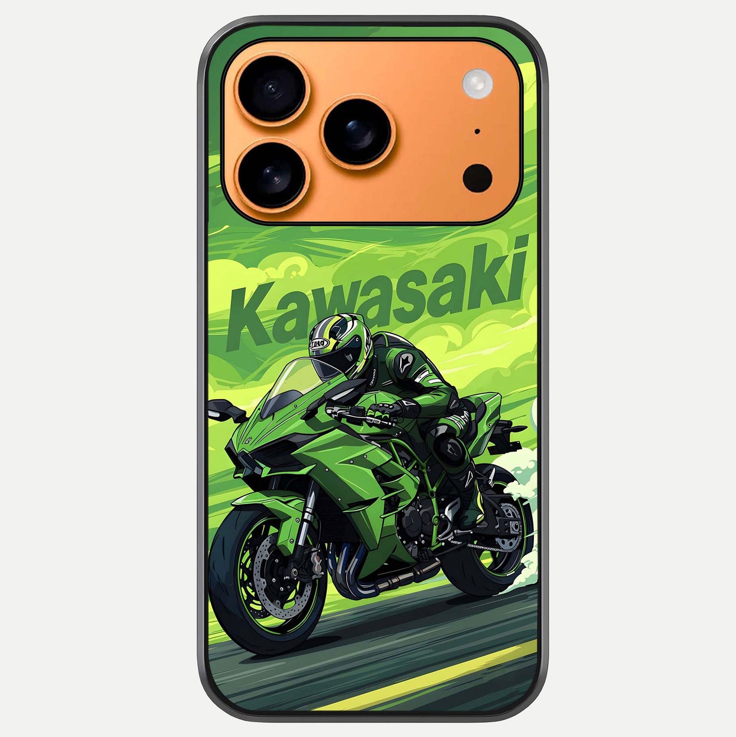 Green Kawasaki Glass Case For iPhone 17 Pro Max by Custom World