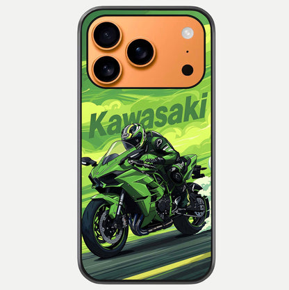 Green Kawasaki Glass Case For iPhone 17 Pro Max by Custom World