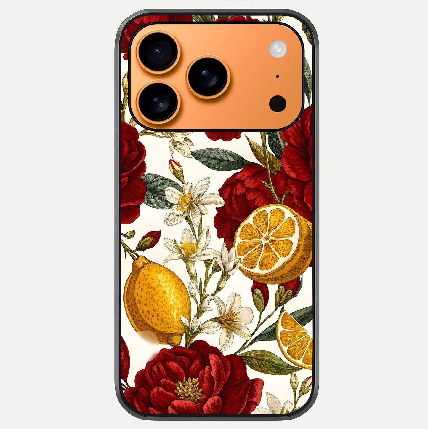 Lemon Rose Charm Glass Case For iPhone 17 Pro Max by Custom World