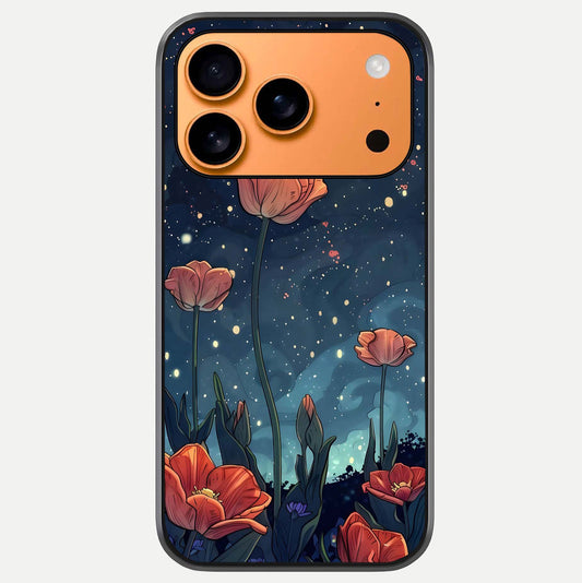 Midnight Tulip Glow Glass Case For iPhone 17 Pro Max by Custom World