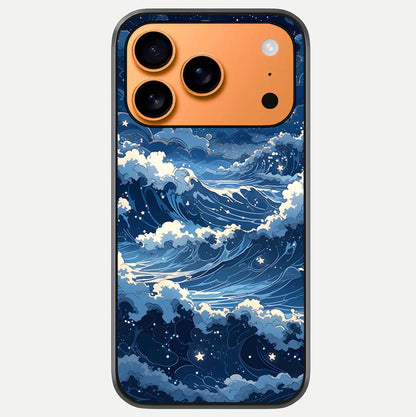 Ocean Moon Waves Glass Case For iPhone 17 Pro Max by Custom World