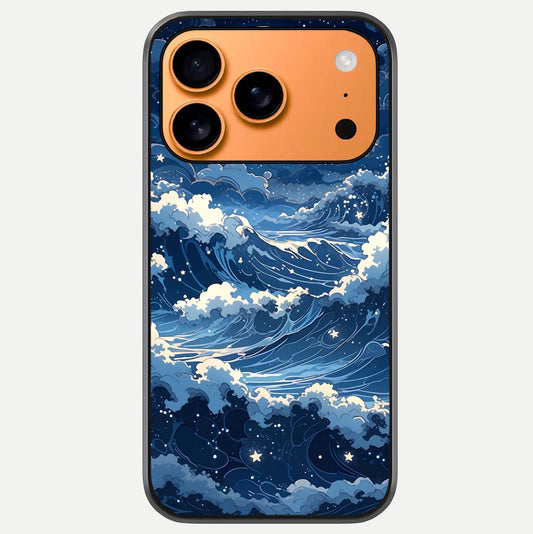 Ocean Moon Waves Glass Case For iPhone 17 Pro Max by Custom World