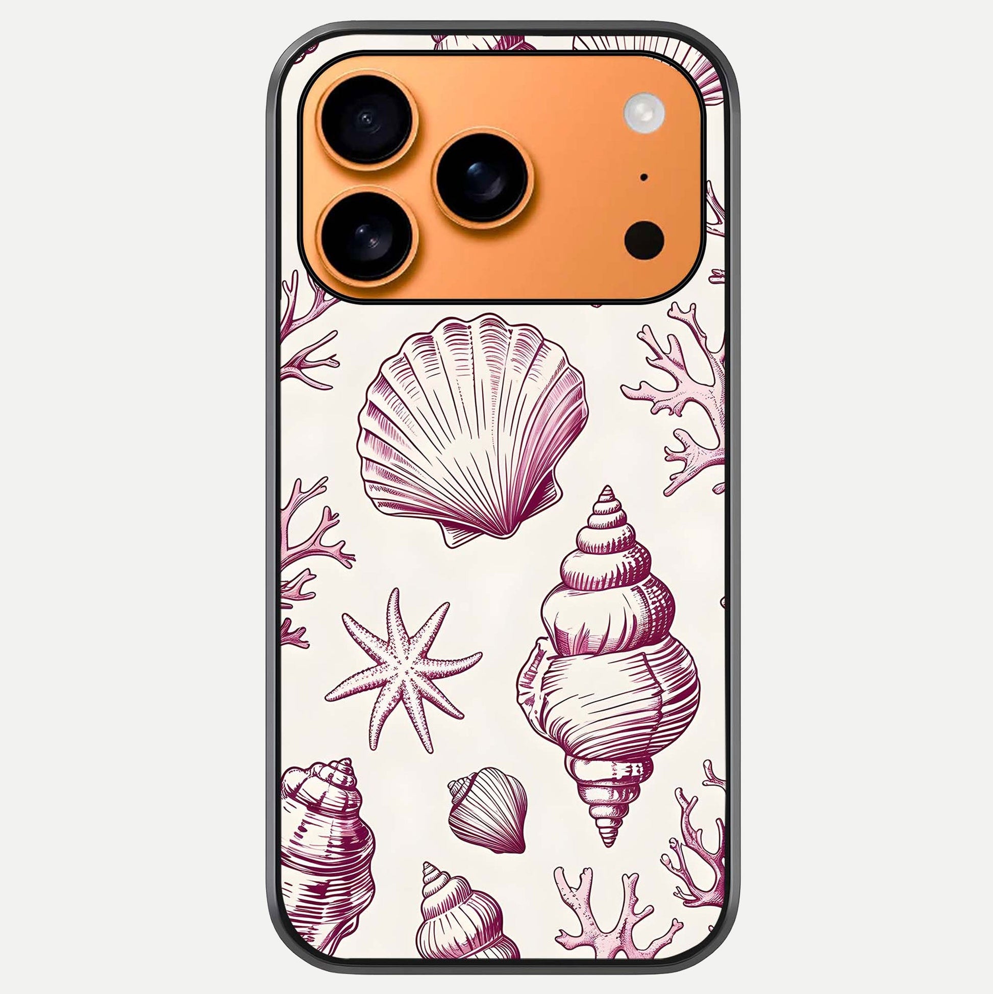 Pink Shells Outline Glass Case For iPhone 17 Pro Max by Custom World