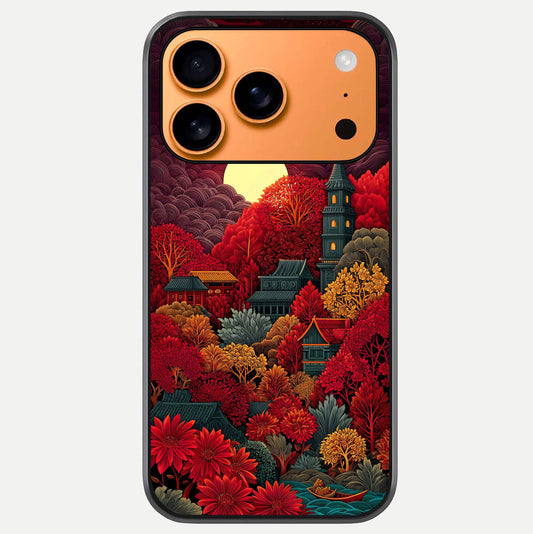 Scarlet Autumn Temple Glass Case For iPhone 17 Pro Max by Custom World