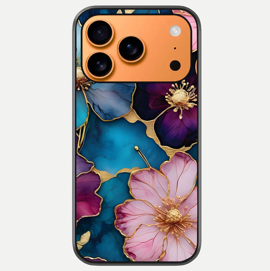 Sparkle Floral Glass Case For iPhone 17 Pro Max by Custom World