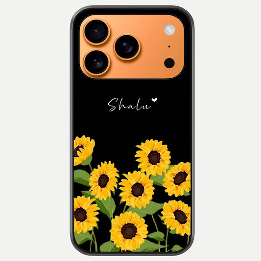 Sunflower Chic Mood Custom Name Glass Case For iPhone 17 Pro Max by Custom World