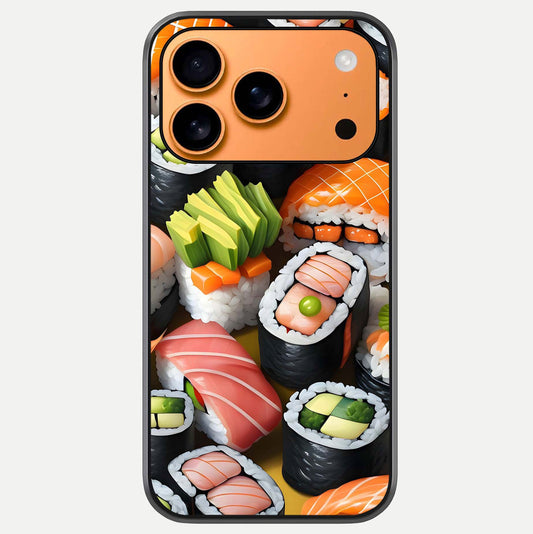 Sushi Food Pattern Glass Case For iPhone 17 Pro Max by Custom World