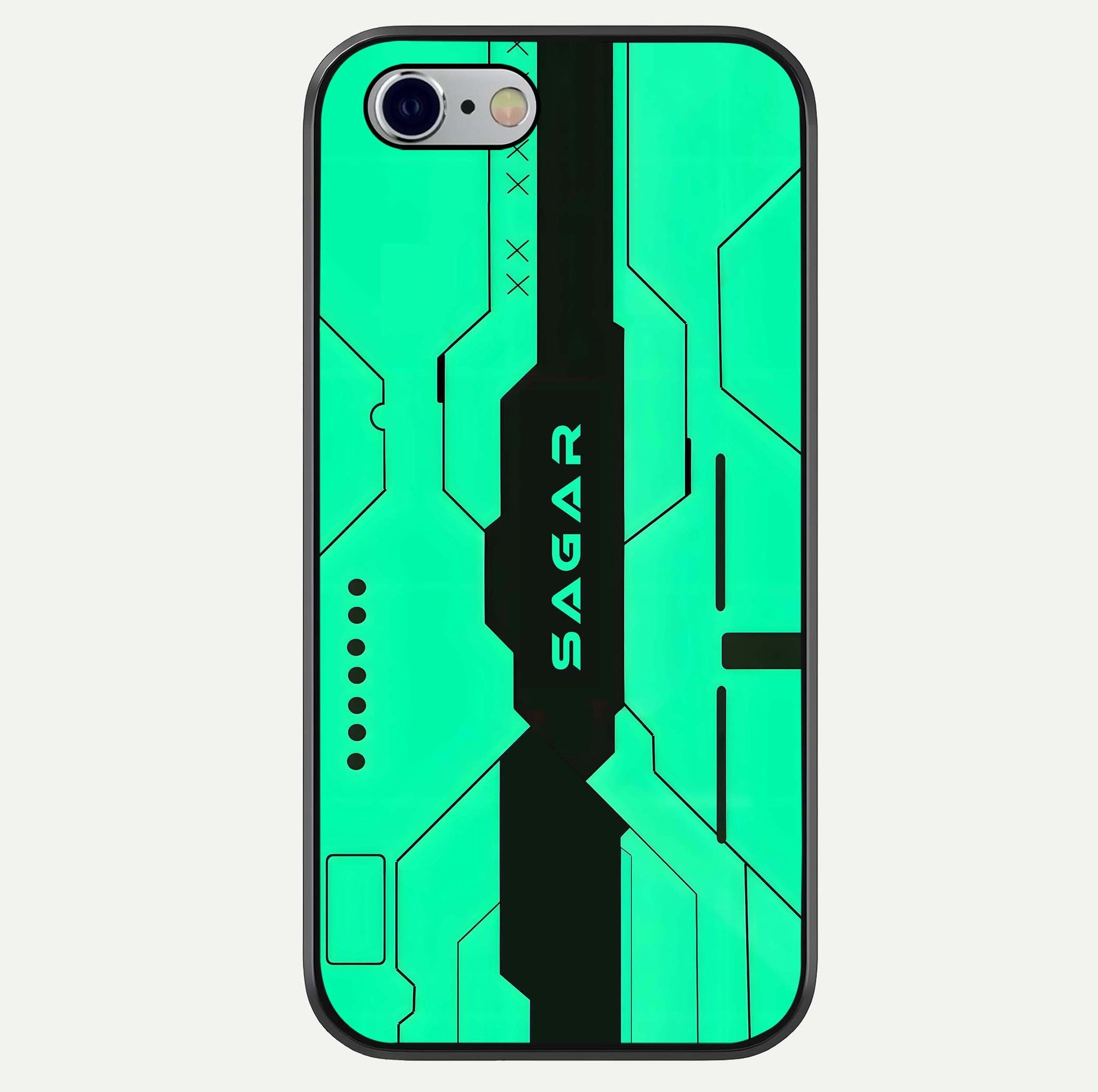 Aqua Tech CYBERPUNK Custom Name Glass Case For iPhone 16 Pro by Custom World