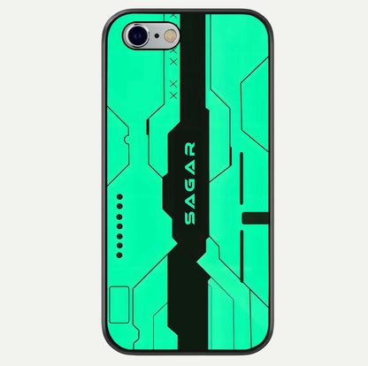 Aqua Tech CYBERPUNK Custom Name Glass Case For iPhone 16 Pro by Custom World