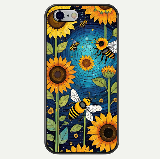 Bees & Sunflowers Glass Case For iPhone 16 Pro by Custom World
