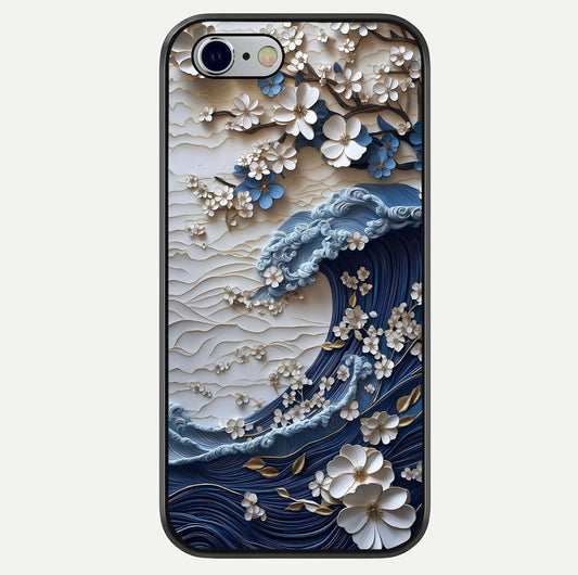 Blossom Wave Art Glass Case For iPhone 16 Pro by Custom World