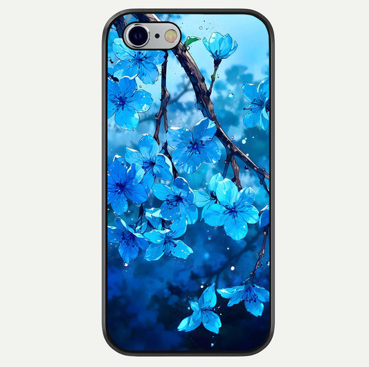 Blue Blossoms Branch Glass Case For iPhone 16 Pro by Custom World