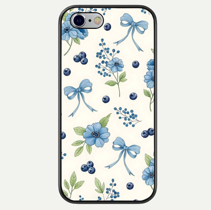 Blue Flower & Bow Glass Case For iPhone 16 Pro by Custom World