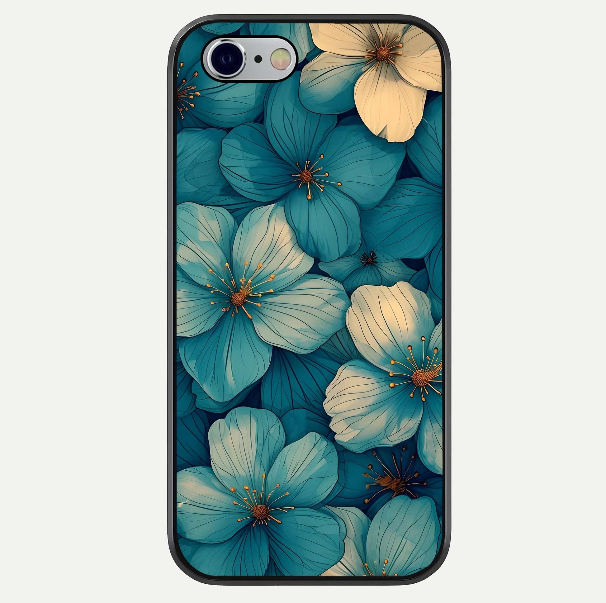 Blue Shade Floral Glass Case For iPhone 16 Pro by Custom World