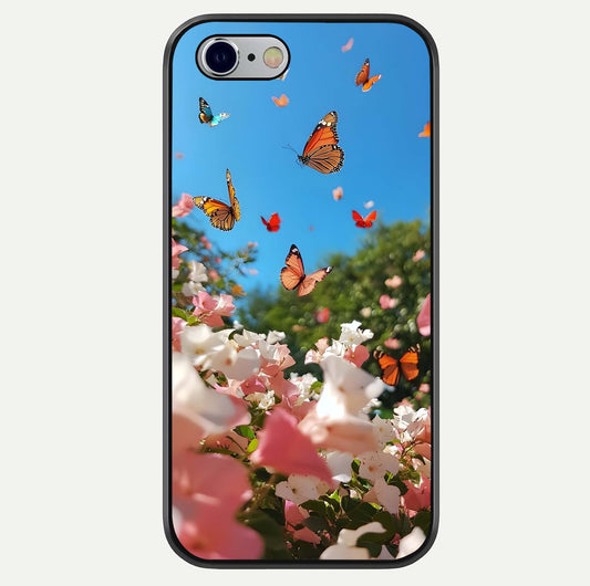 Butterflies In Bloom Sky Glass Case For iPhone 16 Pro by Custom World