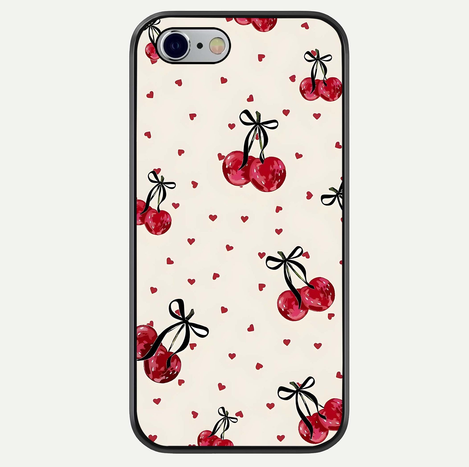 Cherry Heart Bow Glass Case For iPhone 16 Pro by Custom World