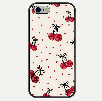 Cherry Heart Bow Glass Case For iPhone 16 Pro by Custom World