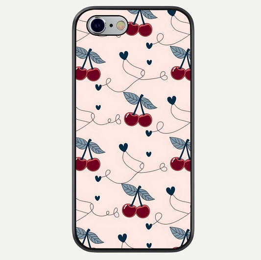 Cherry Heart Line Glass Case For iPhone 16 Pro by Custom World