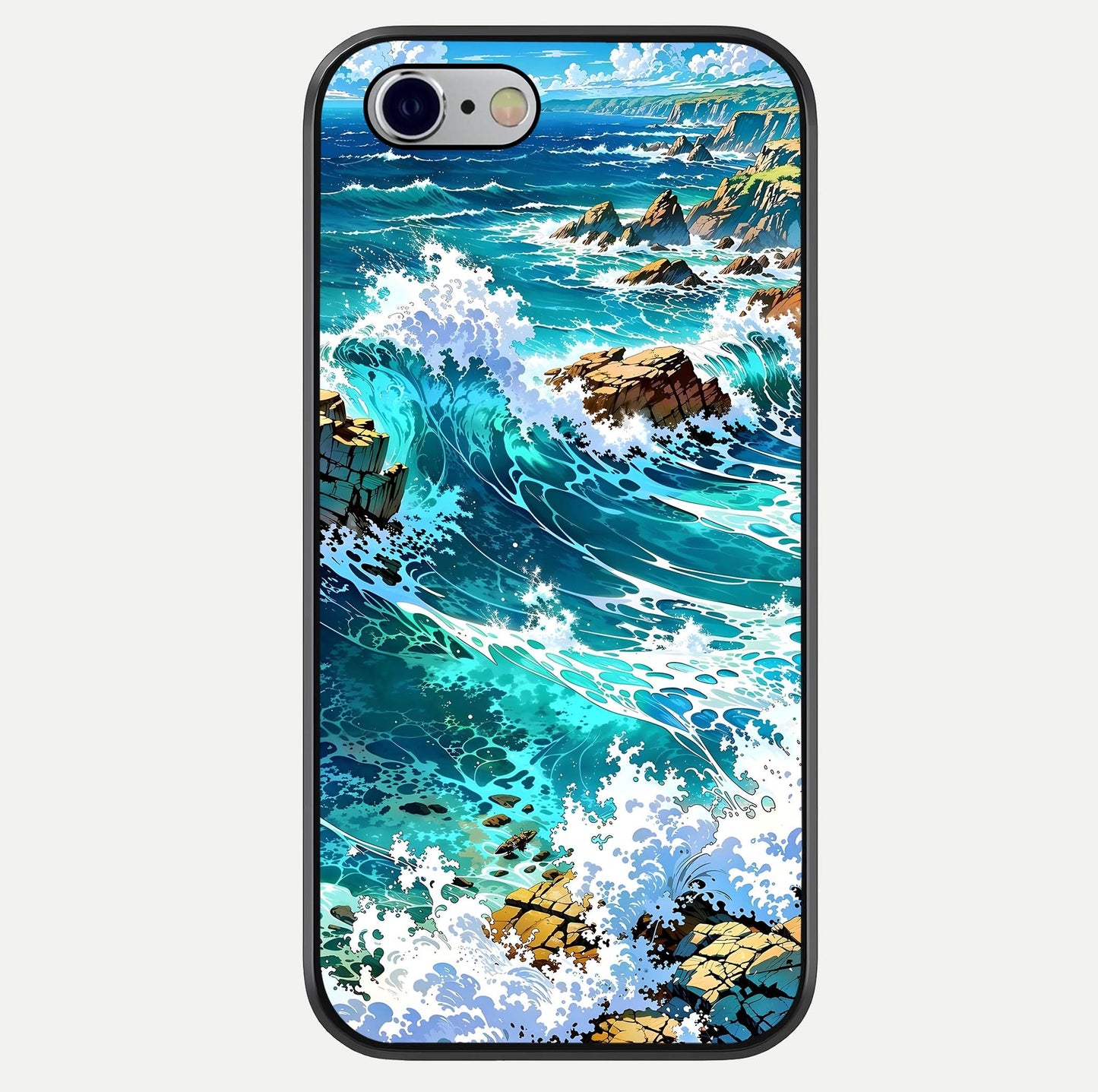 Coastal Blue Waves Glass Case For iPhone 16 Pro by Custom World