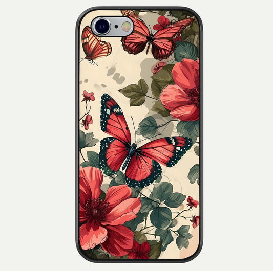 Crimson Butterfly Garden Glass Case For iPhone 16 Pro by Custom World