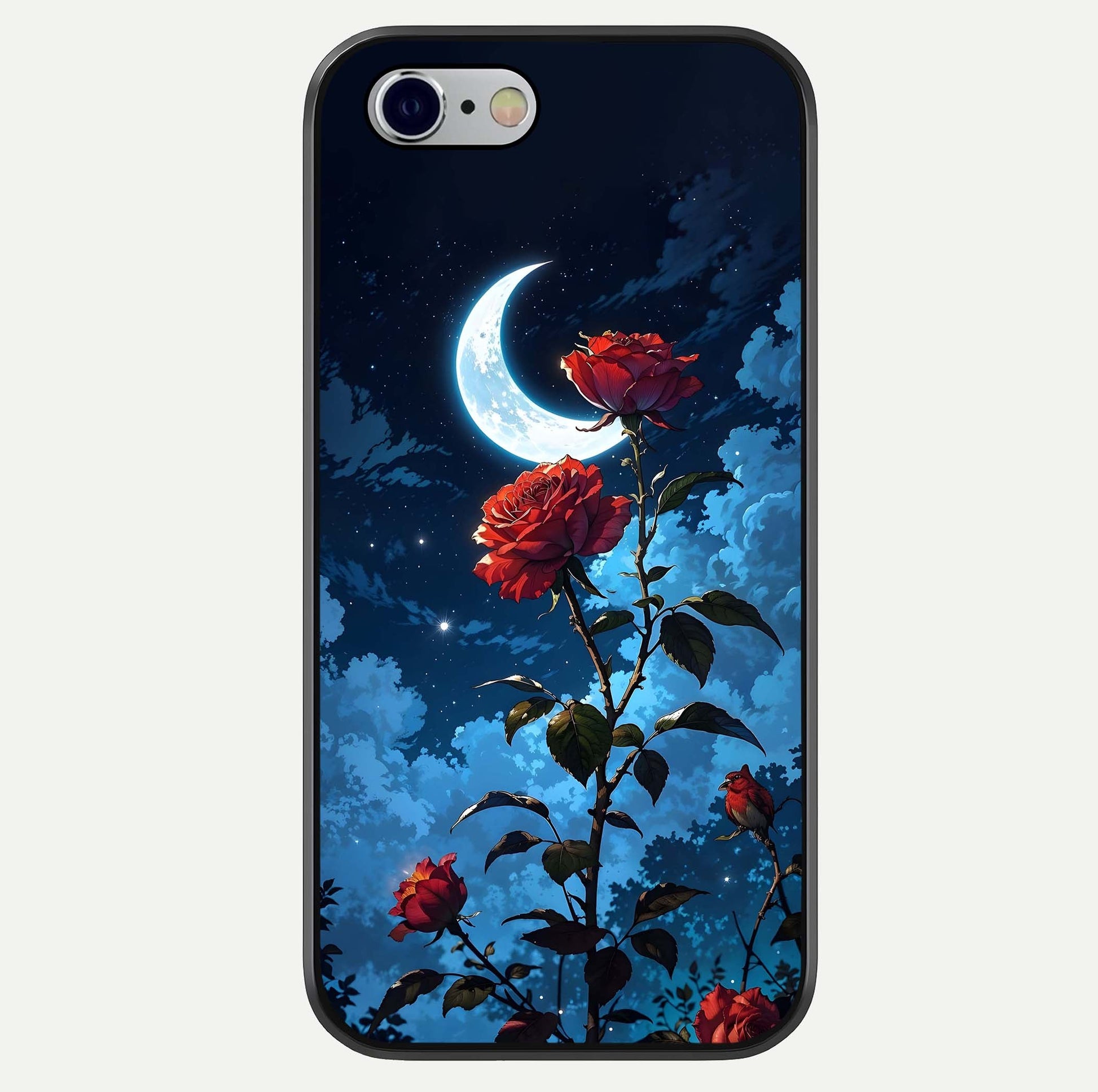 Crimson Rose Moon Glass Case For iPhone 16 Pro by Custom World