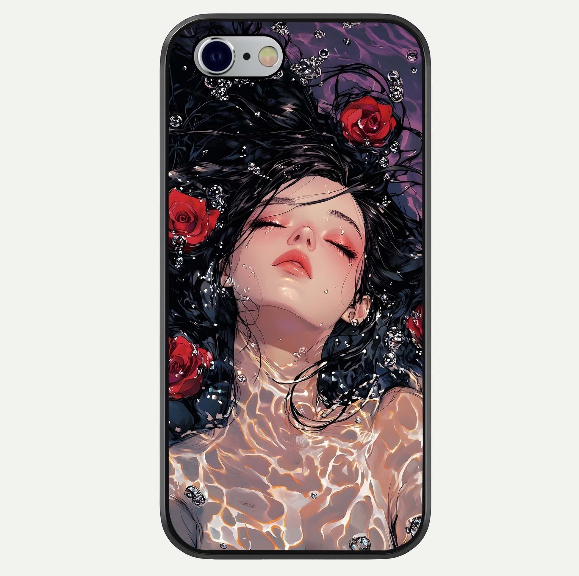 Crimson Rose Serenity Glass Case For iPhone 16 Pro by Custom World