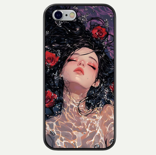 Crimson Rose Serenity Glass Case For iPhone 16 Pro by Custom World