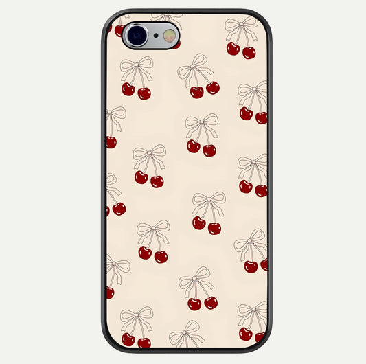 Cute Cherry Pattern Glass Case For iPhone 16 Pro by Custom World