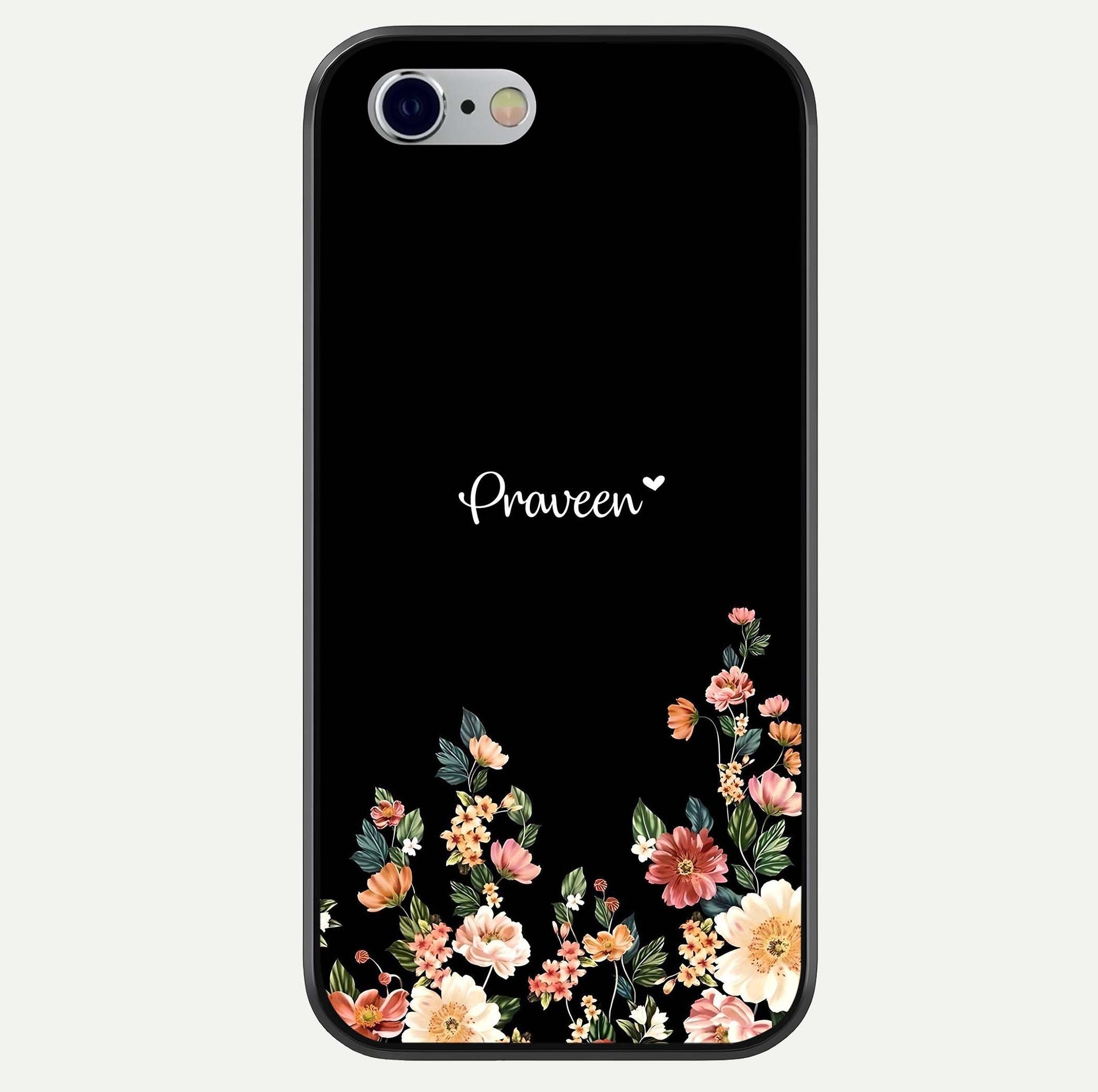 Floral Design Personalized Custom Name Glass Case For iPhone 16 Pro by Custom World