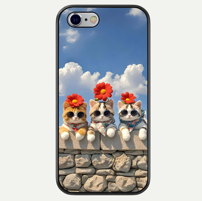 Floral Kitty Squad Glass Case For iPhone 16 Pro by Custom World