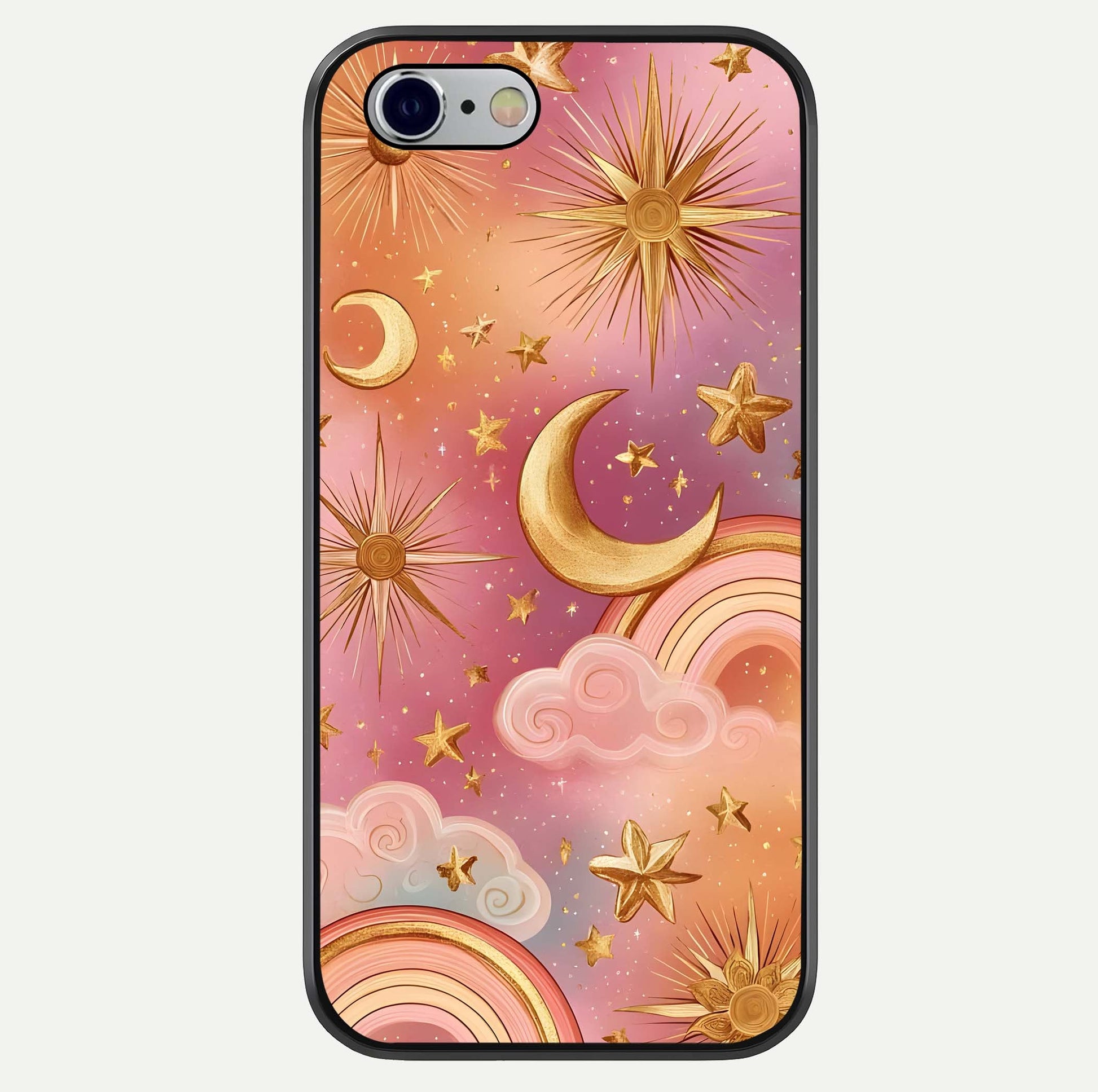 Golden Celestial Dreams Glass Case For iPhone 16 Pro by Custom World