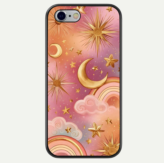 Golden Celestial Dreams Glass Case For iPhone 16 Pro by Custom World