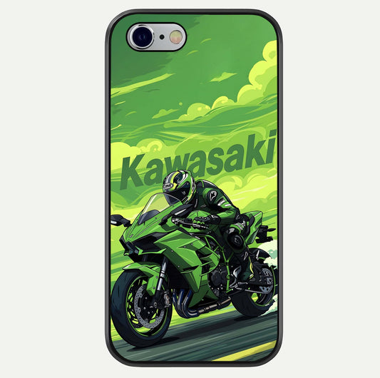 Green Kawasaki Glass Case For iPhone 16 Pro by Custom World