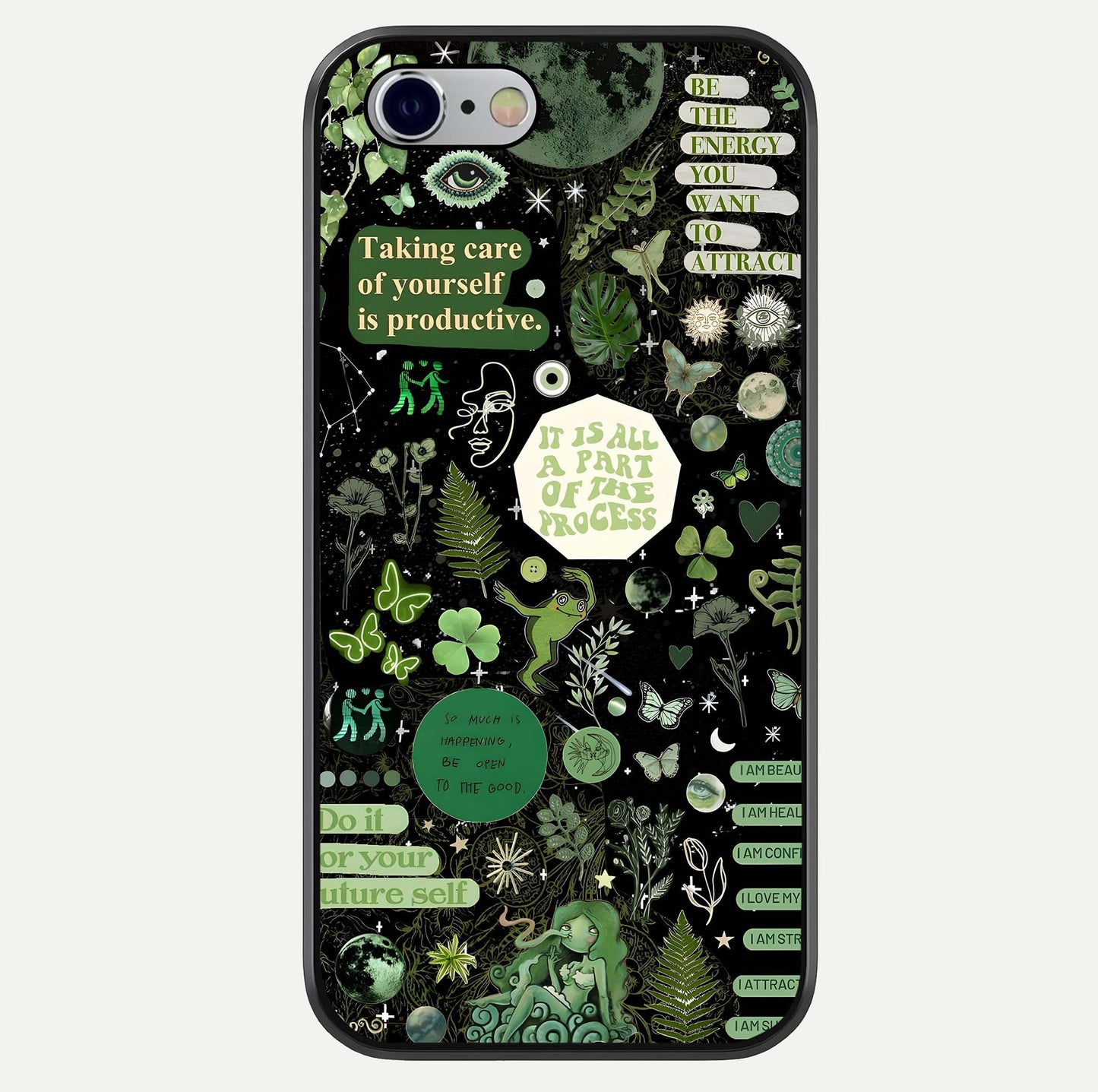 Green Moon Energy Glass Case For iPhone 16 Pro by Custom World