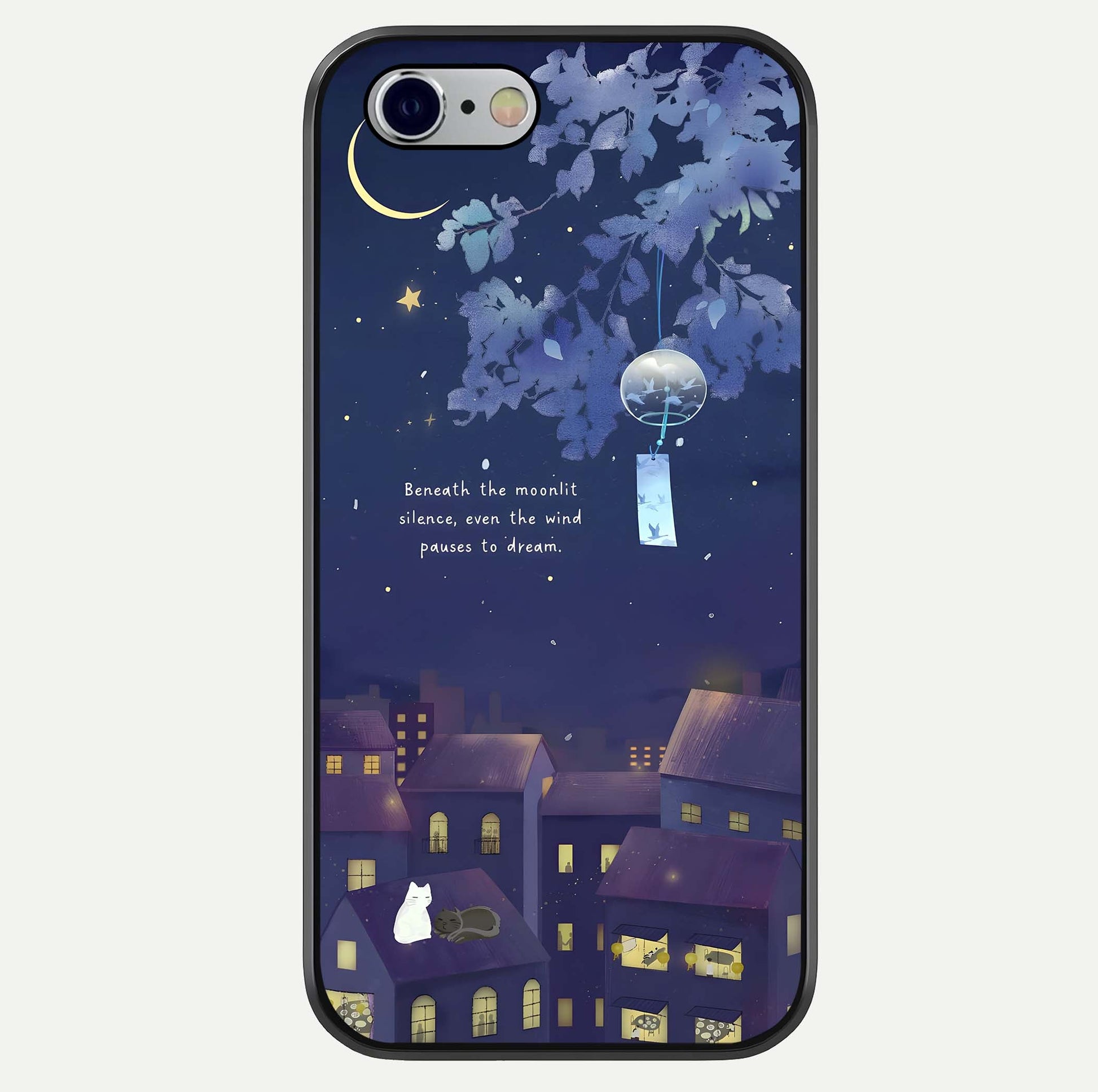 Moonlit Cat Silence Glass Case For iPhone 16 Pro by Custom World