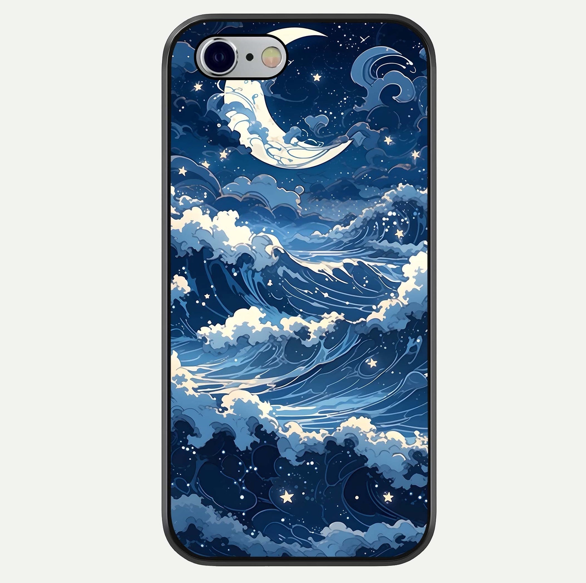 Ocean Moon Waves Glass Case For iPhone 16 Pro by Custom World