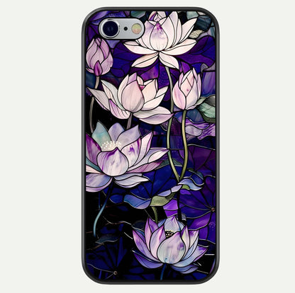 Purple Lotus Pattern Glass Case For iPhone 16 Pro by Custom World