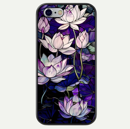 Purple Lotus Pattern Glass Case For iPhone 16 Pro by Custom World