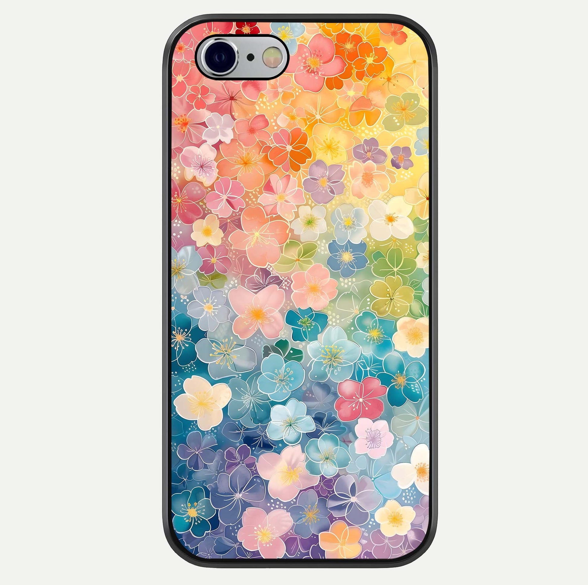 Rainbow Blossom Burst Glass Case For iPhone 16 Pro by Custom World