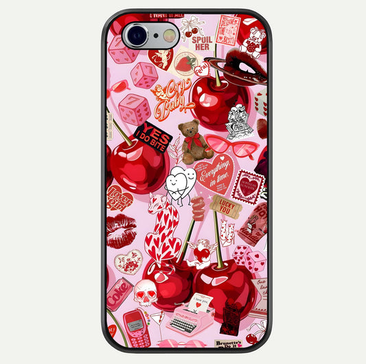 Sweet Cherry Chaos Glass Case For iPhone 16 Pro by Custom World