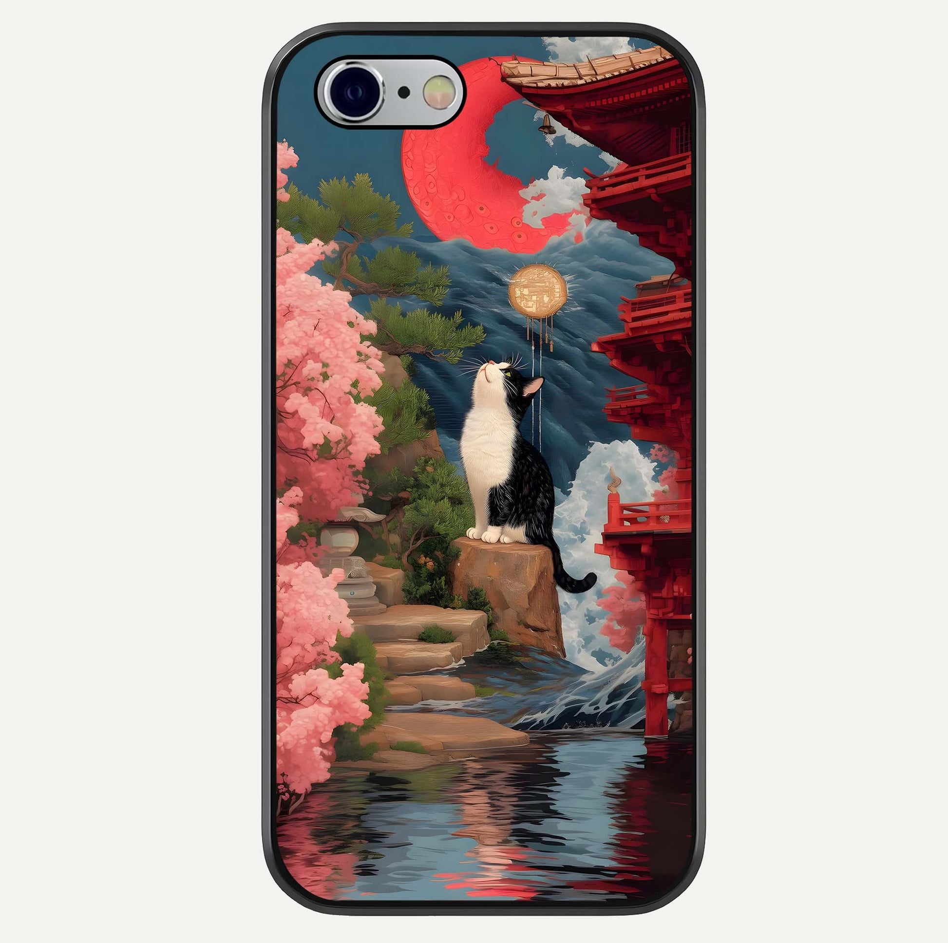 Temple Cat Scenery Glass Case For iPhone 16 Pro by Custom World