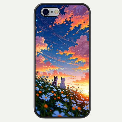 Two Cats Friends Glass Case For iPhone 16 Pro by Custom World