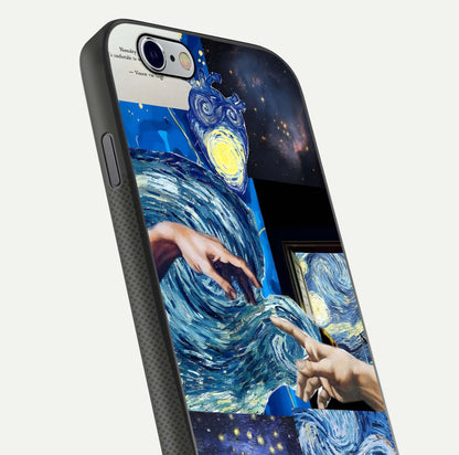 Aesthetic Vando Hands Glass Case for iPhone 16 Pro close-up angle showing fine detailing of hand artwork and glass reflection