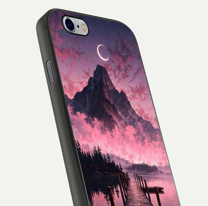 Beautyful Mountain View Glass Case for iPhone 16 Pro close-up angle highlighting landscape details and shine